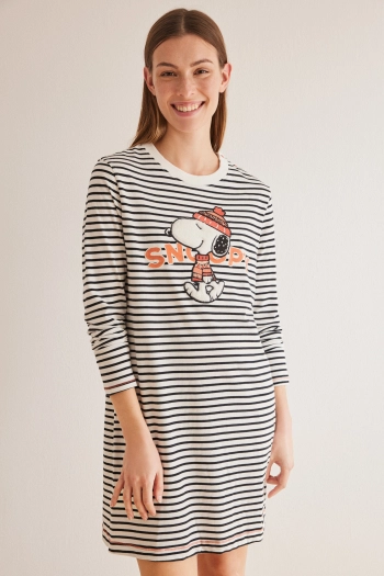 Нічна сорочка Snoopy з бавовни в смужку