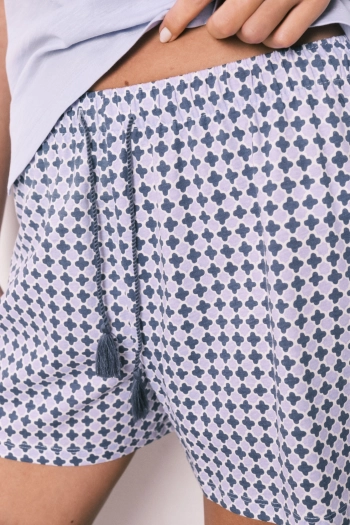 Сиреневая хлопковая пижама с принтом