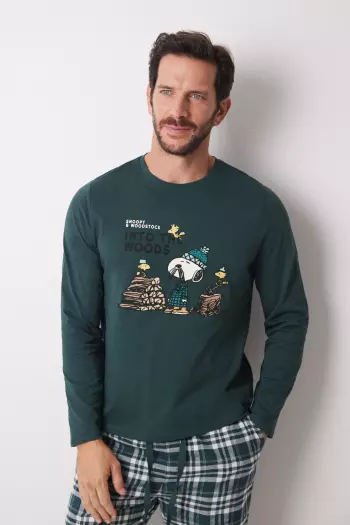 Довга чоловіча піжама Snoopy з бавовни