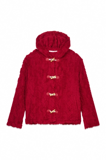 Короткий халат из супер-мягкого флиса с капюшоном