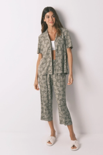 Вискозная пижама с цветочным принтом
