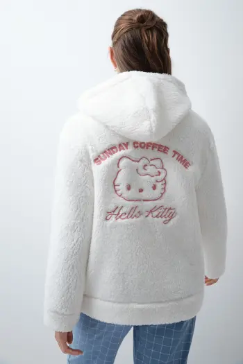 Короткий халат из эффектом плюша Hello Kitty