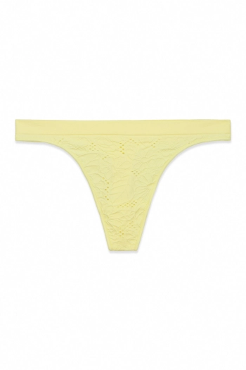 Трусы-танга желтого цвета с цветочным принтом