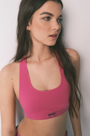 Розовый спортивный бесшовный бюстгальтер