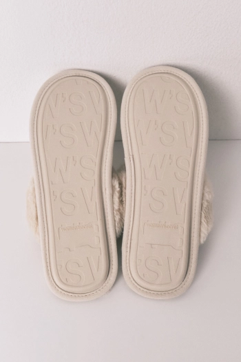 Бежеві капці-мокасини зі штучним хутром