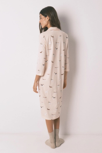 Нічна сорочка середньої довжини з бавовни з принтом