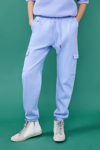 Блакитні махрові штани-джоггери карго
