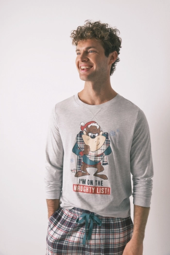 Длинная мужская пижама из 100% хлопка