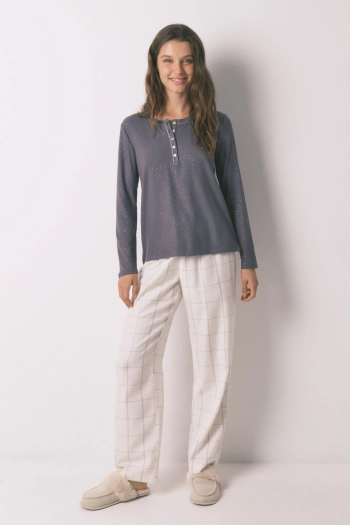 Сірий лонгслів у рубчик із люрексом