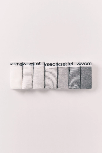 Набір із 7 класичних трусиків з бавовни з логотипом і смужками