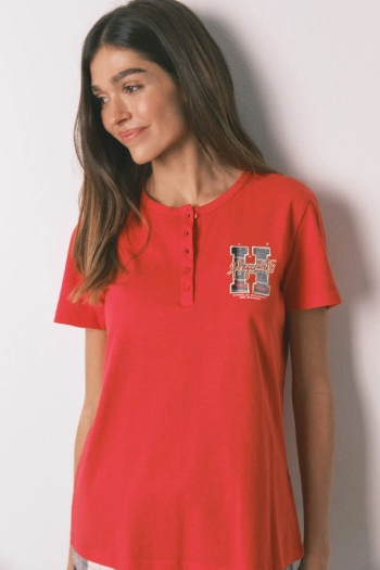 Бавовняна піжама з картатими штанами та принтом "Hogwarts"