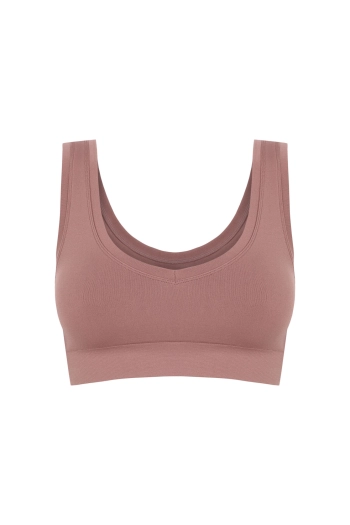 Безшовний топ коричневого кольору