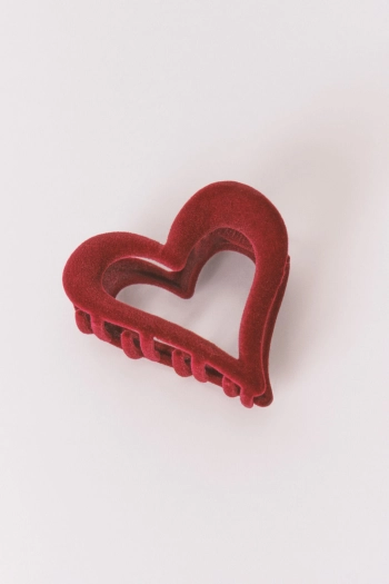 Маленька заколка «серце» кольору бордо