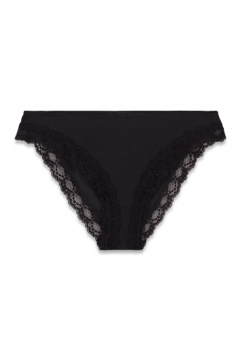 Чорні класичні трусики з мікрофібри та мережива