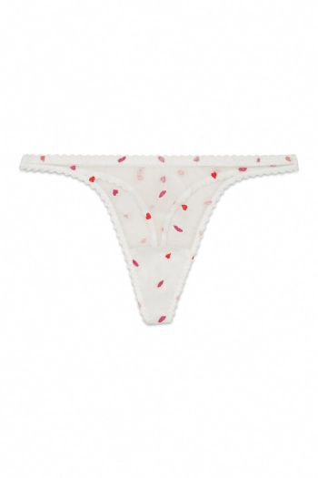 Трусики-танга білого кольору з вишивкою