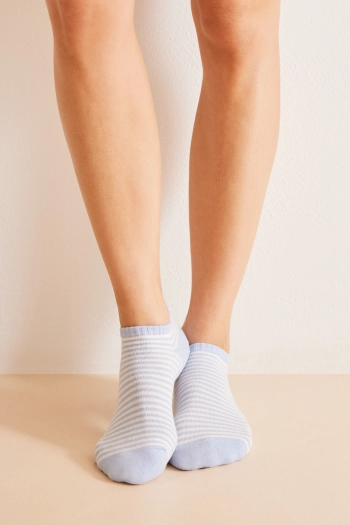Набір з 3 пар смугастих бавовняних шкарпеток-неведимок
