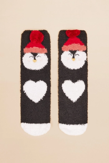 Пушистые носки с принтом в виде пингвина