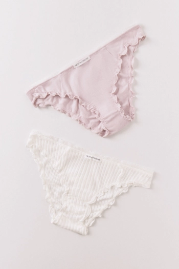 Набір із 2 класичних бавовняних трусиків рожеві та з білим принтом