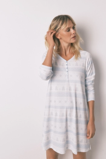 М’яка нічна сорочка міді з джерсі зі скандинавським принтом