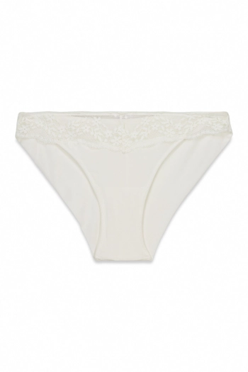 Білі класичні трусики з модалу та мережива