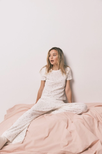 Длинная пижама из хлопка с принтом мини-цветов