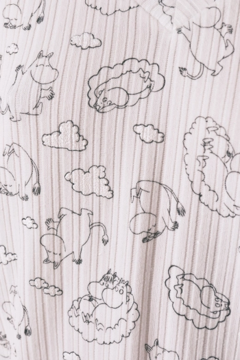 Длинная пижама из мягкого трикотажа в рубчик с принтом Moomin