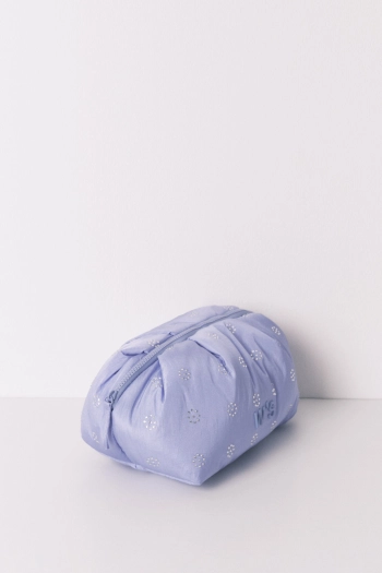 Велика синя стьобана косметичка