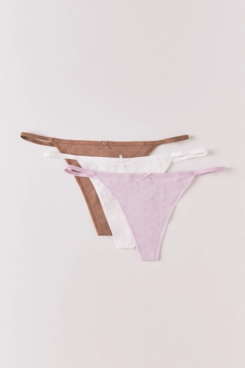 Набір із 3 бавовняних трусиків-танга