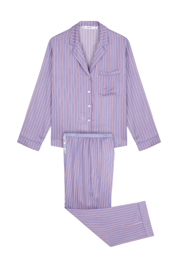 Длинная пижама из сатина в полоску