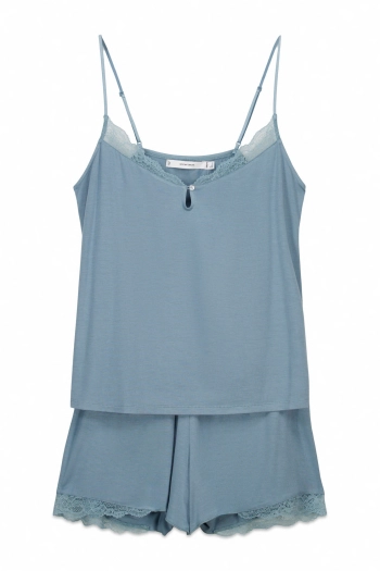 Блакитна коротка піжама з м'якої віскози