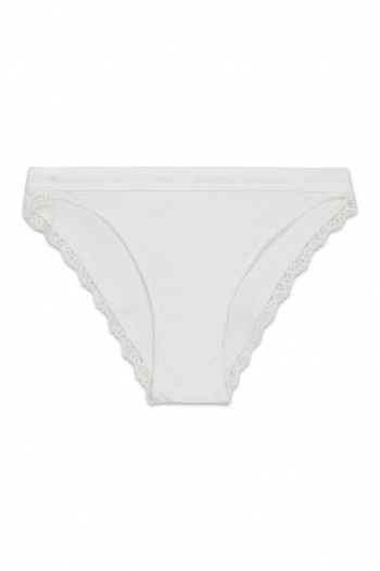 Белые классические хлопковые трусики в рубчик