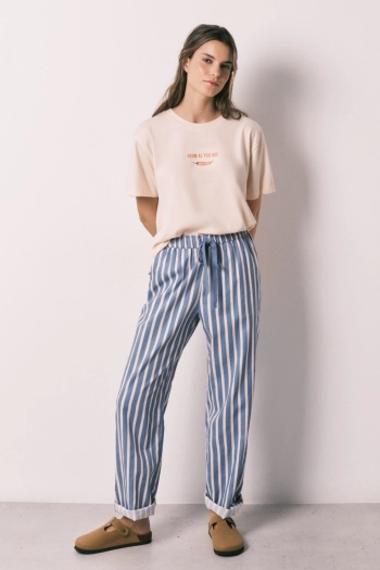 Довгі штани з віскози зі смугастим принтом