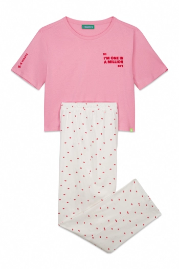 Длинная хлопковая  пижама с принтом