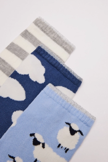 Набір з 3 пар синіх бавовняних шкарпеток