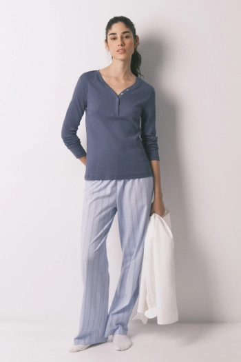 Бавовняна футболка у рубчик з довгим рукавом