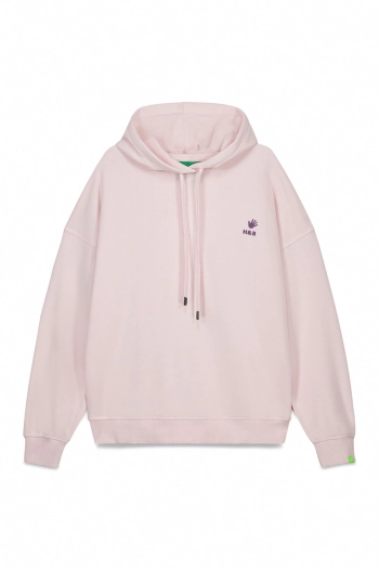 Свитшот с капюшоном из хлопкового флиса, розовый
