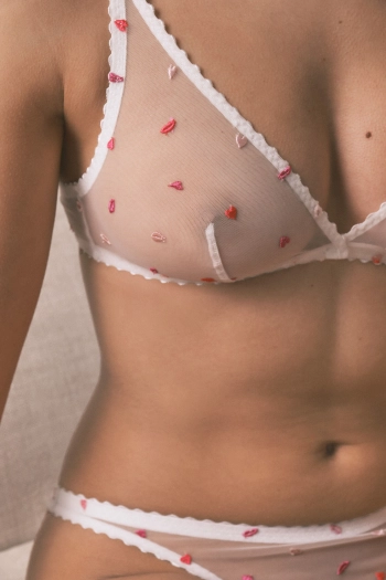 FANTASTIC Бюстгальтер трикутної форми типу халтер з тюлю білого кольору