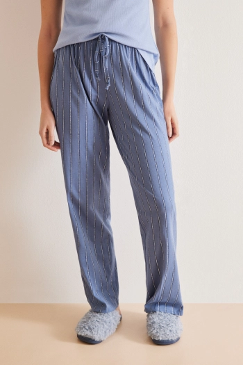 Пижамные брюки из хлопка с принтом в длинные полоски