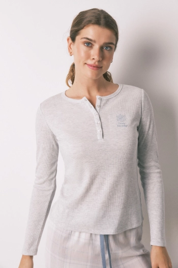 Длинная пижама в серую клетку с люрексом