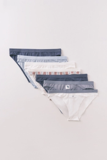 Набір із 7 класичних трусиків із бавовни синього кольору з логотипом
