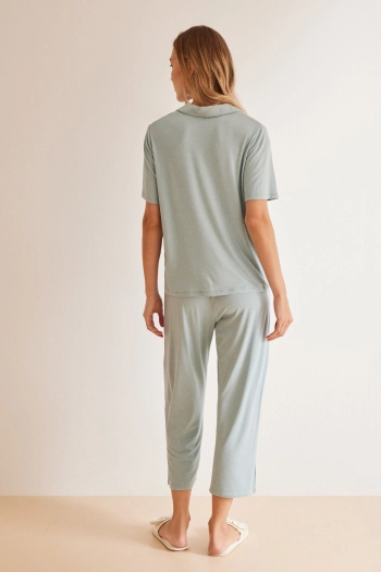 Классическая пижама Ecovero™ в горошек синего цвета