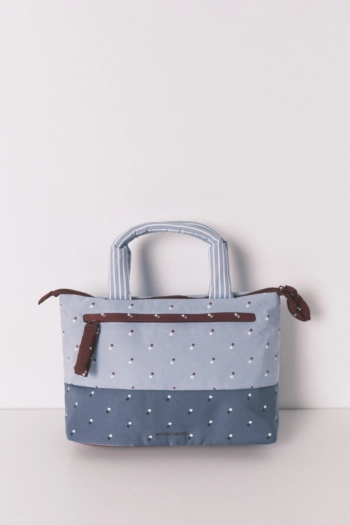 Большая синяя косметичка с принтом птиц