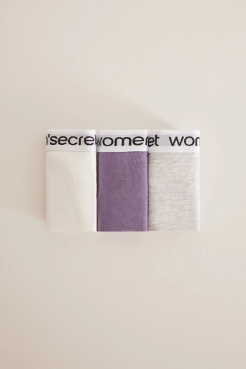 Набор из 3 пар классических хлопковых трусиков с логотипом Women'Secret