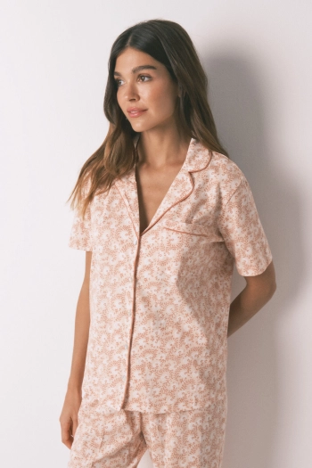 Классическая пижама из хлопка с оранжевым принтом