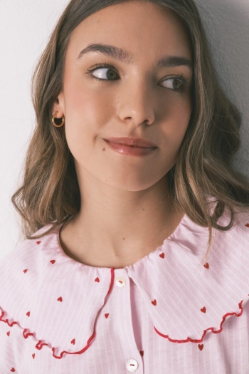 Нічна сорочка з бавовни з комірцем