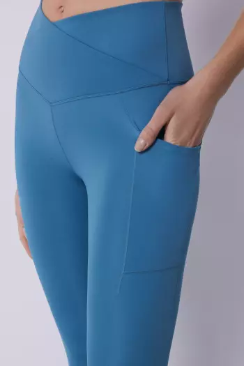 Сині укорочені crossover легінси 4D STRETCH