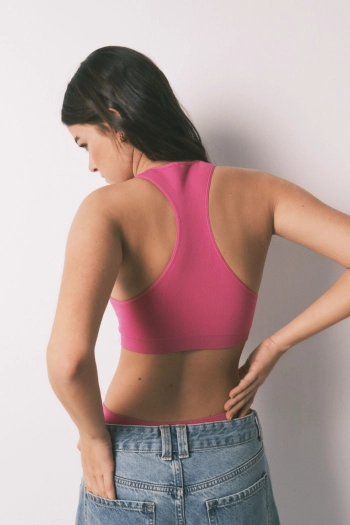 Розовый спортивный бесшовный бюстгальтер