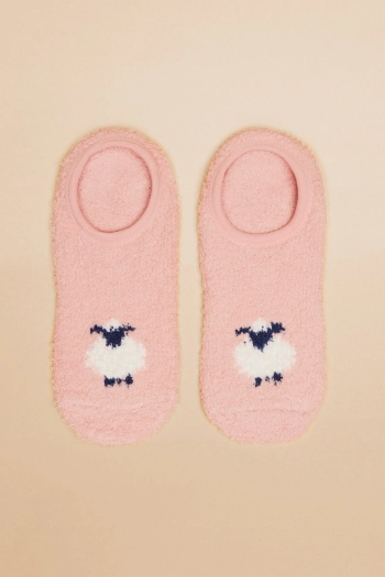Розовые носки-неведимки с изображением овечки