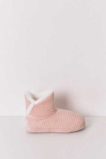 Домашние тапочки-сапожки розовые с люрексом в рубчик