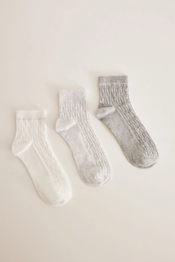 Набір з трьох пар блискучих бавовняних шкарпеток довжиною до щиколотки